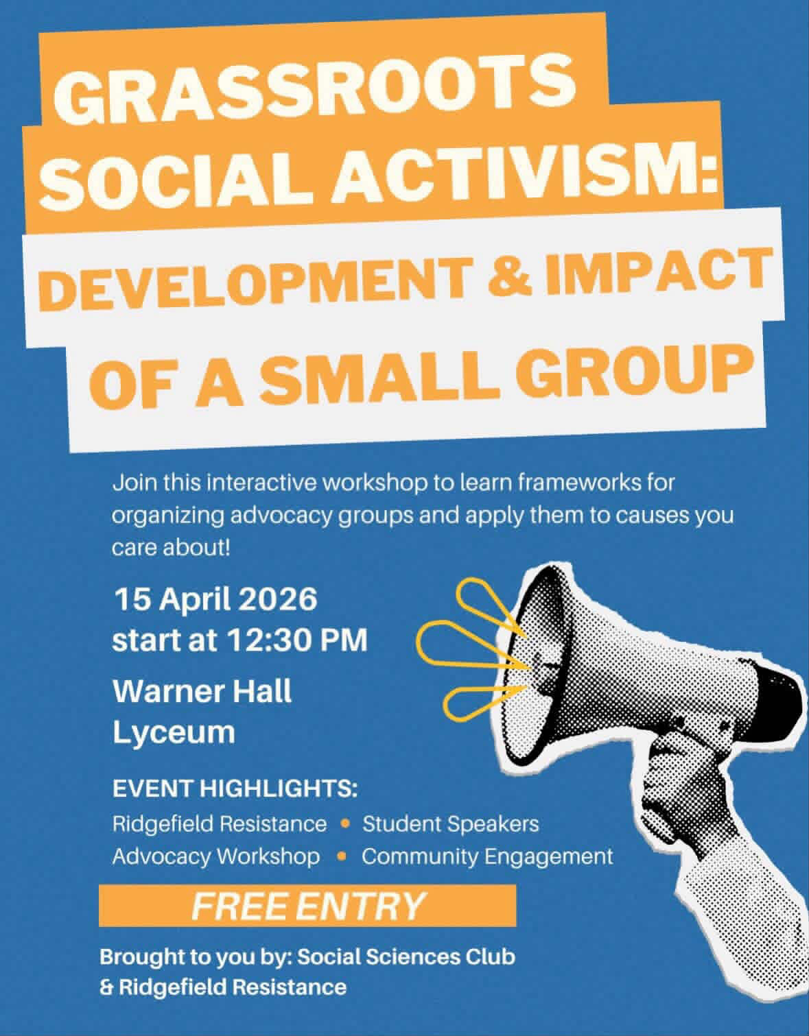 Learn How to Organize: Grassroots Activism Workshop on April 15th